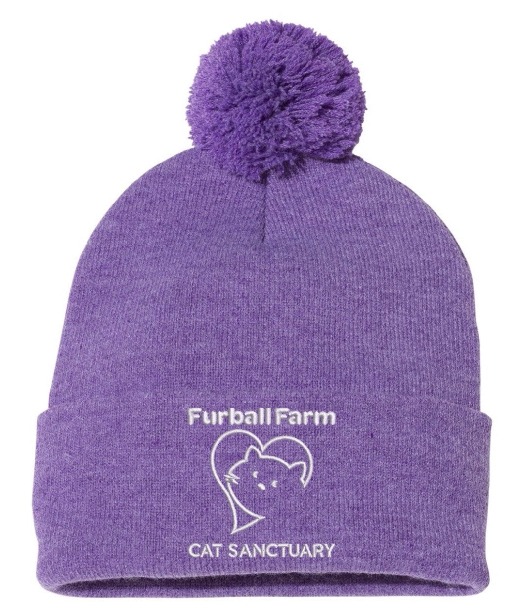 Solid Pom Pom Beanie by Sport-Tek® - Embroidered Furball Logo
