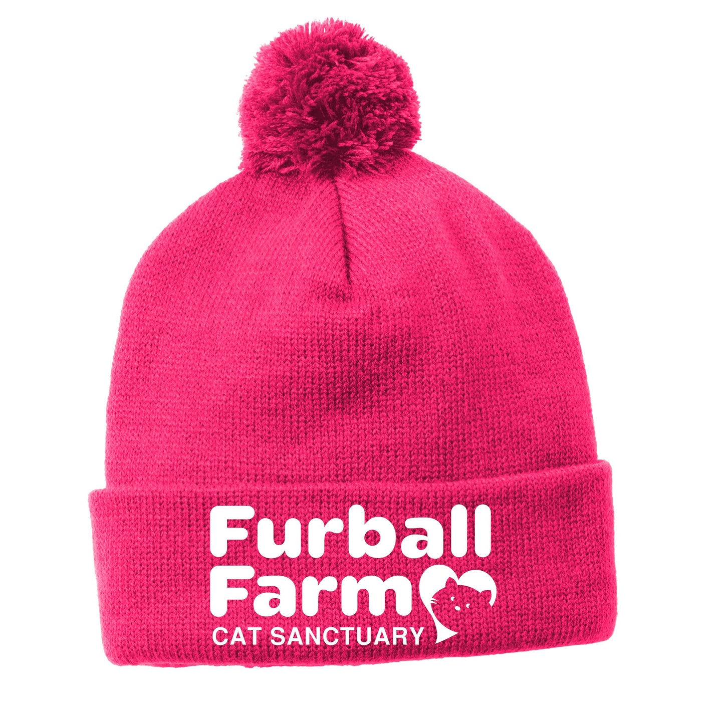 Solid Pom Pom Beanie by Sport-Tek® - Embroidered Furball Logo