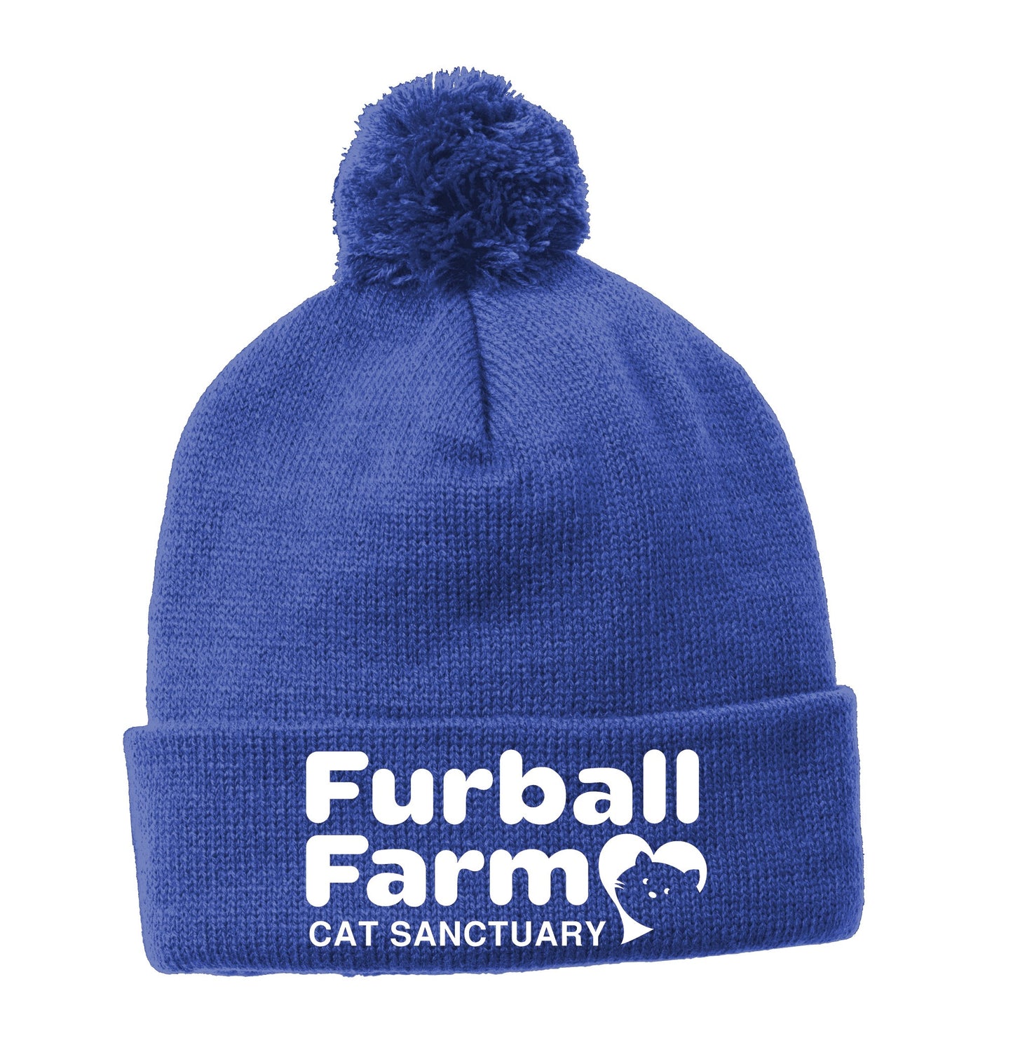 Solid Pom Pom Beanie by Sport-Tek® - Embroidered Furball Logo