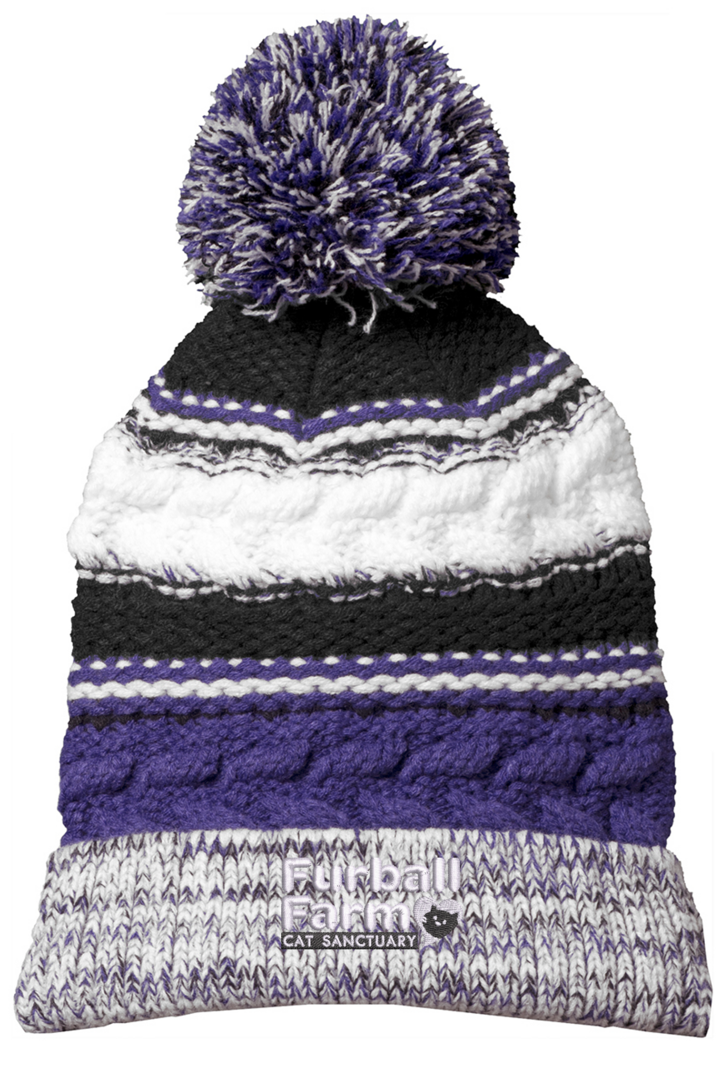 Solid Pom Pom Beanie by Sport-Tek® - Embroidered Furball Logo