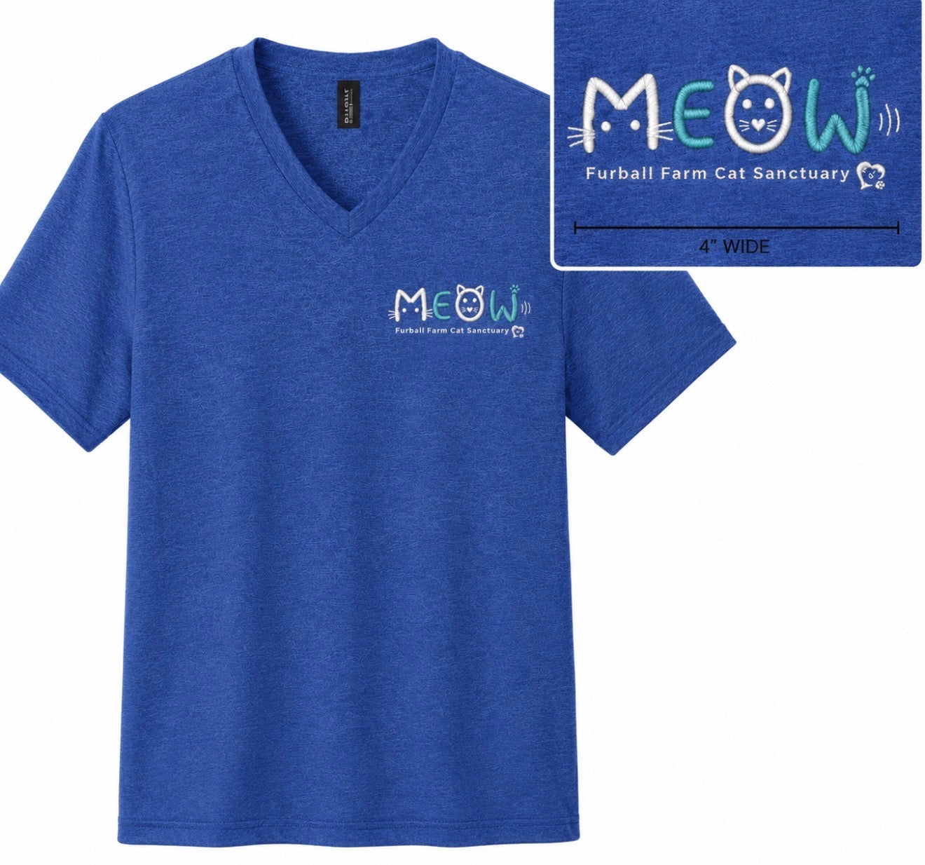 Meow V-Neck Embroidered