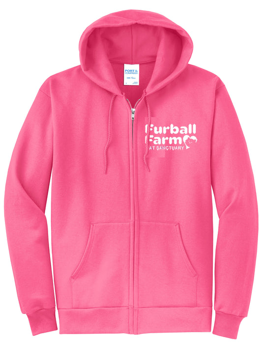 Full Zip Up Hoodie by Port & Company® - Embroidered Furball Logo