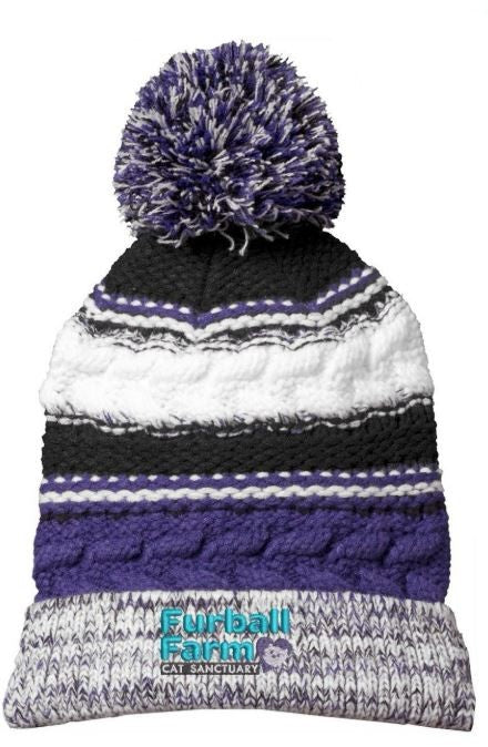 Solid Pom Pom Beanie by Sport-Tek® - Embroidered Furball Logo